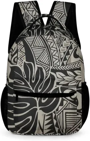 Polynesian Tattoo Hawaiian Fabric Lightweight Backpack Travel Daypack Laptop Backpacks with 1 Main Compartment Front Utility Pocket, 202401185