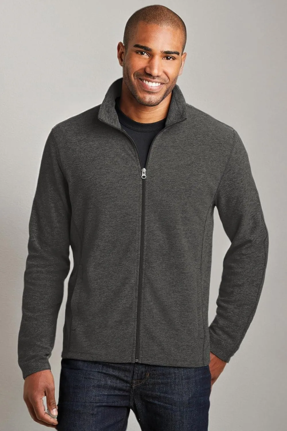 Port Authority Heather Microfleece Full-Zip Jacket