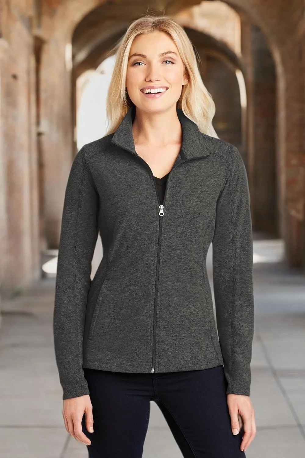 Port Authority Ladies Heather Microfleece Full-Zip Jacket