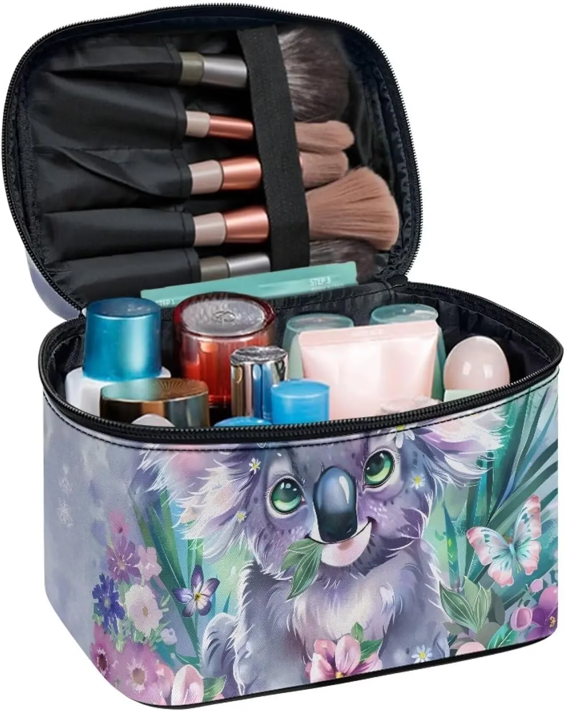 Portable Cosmetic Bags for Women Sloth Printed Travel Makeup Bag with Handle and Smooth Zipper Toiletry Pouch Plenty of Room