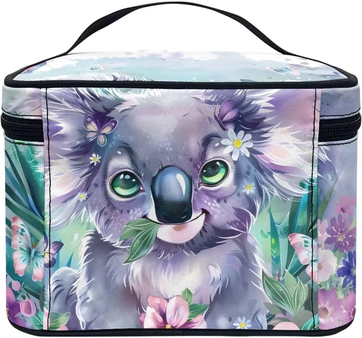 Portable Cosmetic Bags for Women Sloth Printed Travel Makeup Bag with Handle and Smooth Zipper Toiletry Pouch Plenty of Room