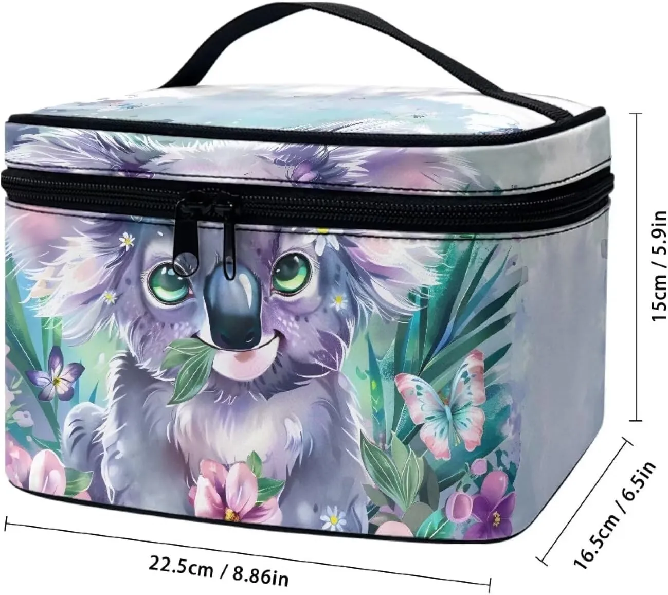 Portable Cosmetic Bags for Women Sloth Printed Travel Makeup Bag with Handle and Smooth Zipper Toiletry Pouch Plenty of Room