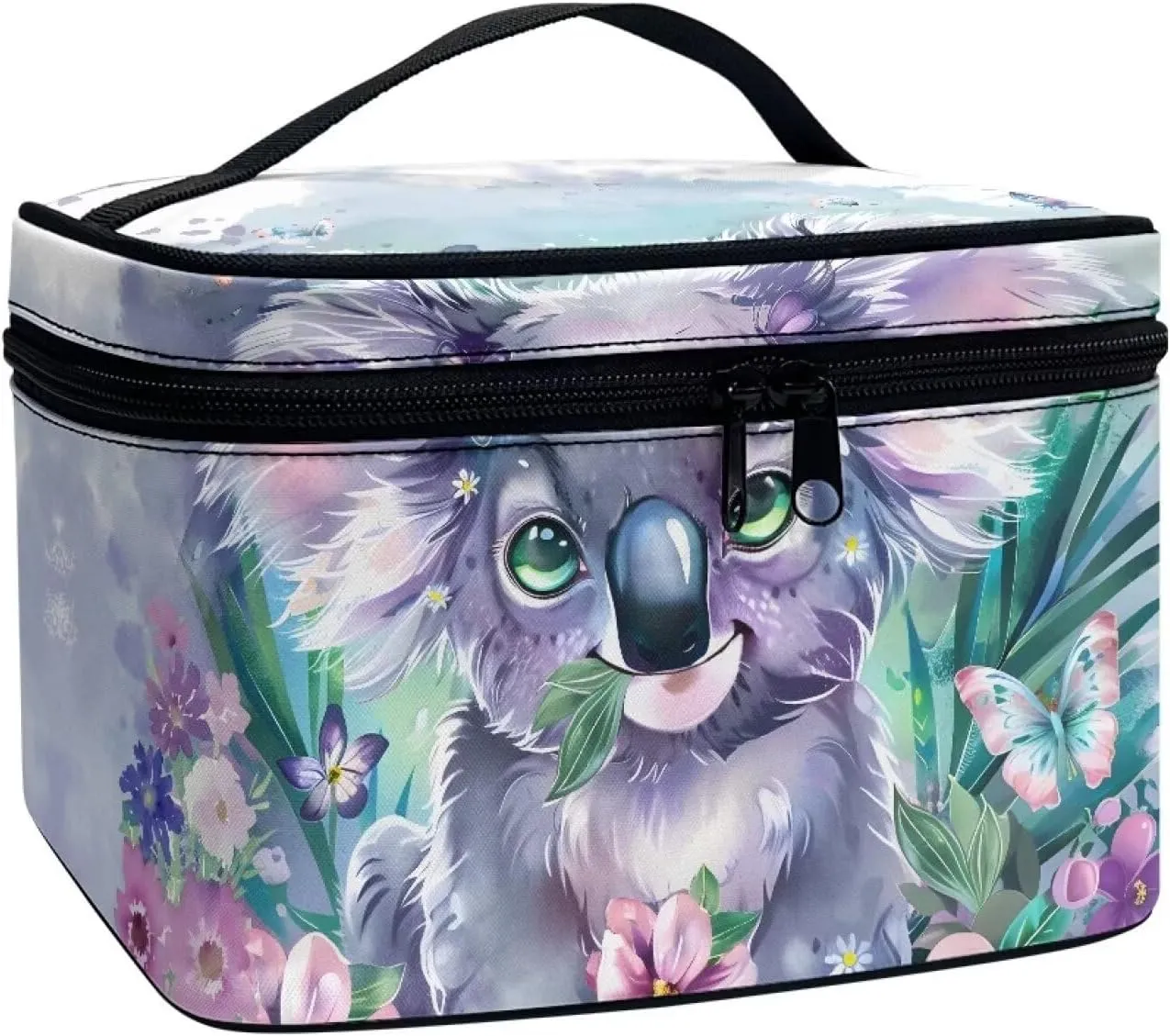 Portable Cosmetic Bags for Women Sloth Printed Travel Makeup Bag with Handle and Smooth Zipper Toiletry Pouch Plenty of Room