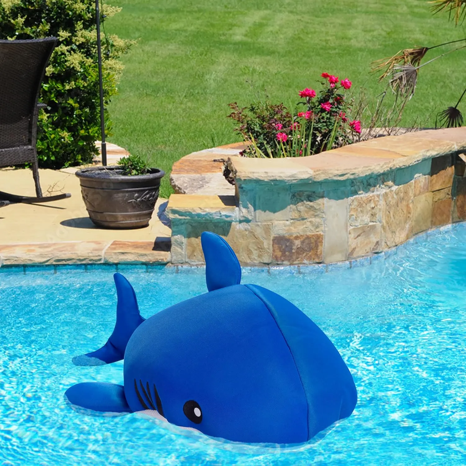 Posh Creations Floating Animal Pool Floats and Noodles with EPS for Kids, Teens and Adults, Comfy Stuffed Pool Float for Lounging, Mesh