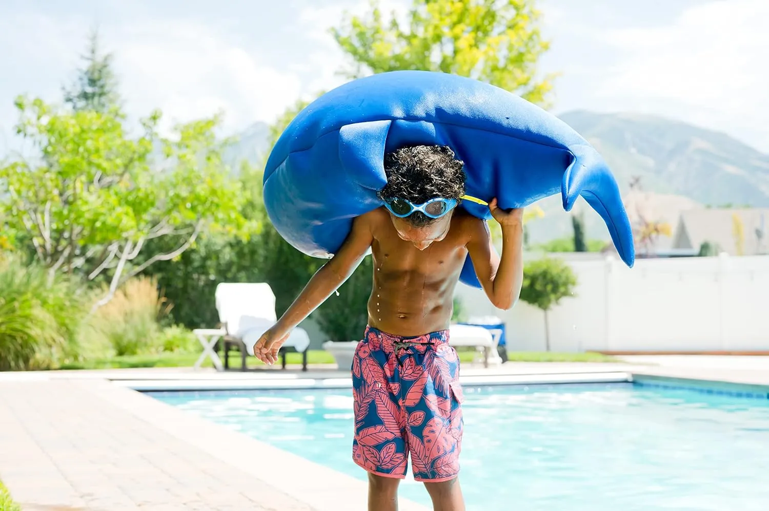 Posh Creations Floating Animal Pool Floats and Noodles with EPS for Kids, Teens and Adults, Comfy Stuffed Pool Float for Lounging, Mesh