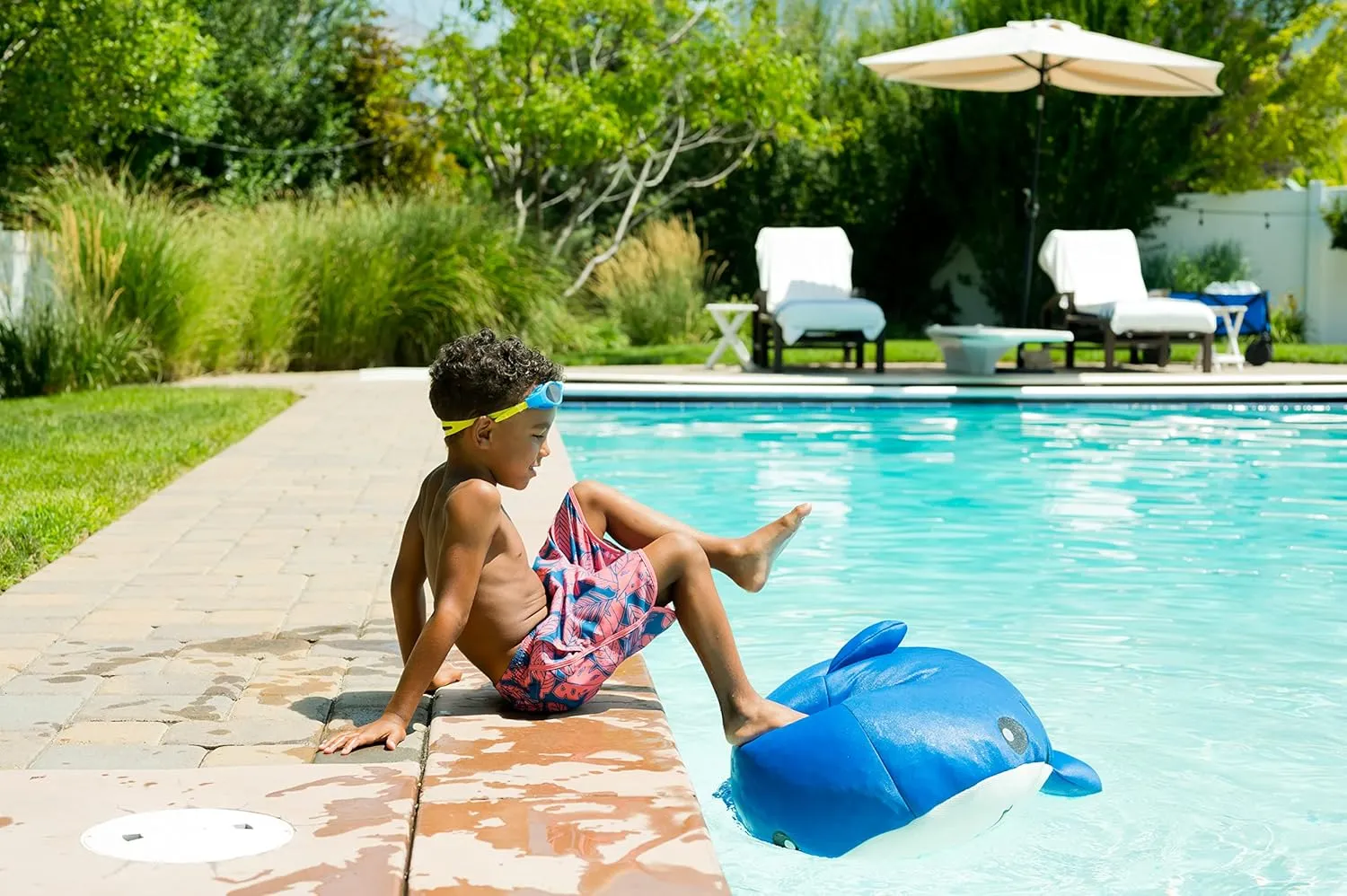 Posh Creations Floating Animal Pool Floats and Noodles with EPS for Kids, Teens and Adults, Comfy Stuffed Pool Float for Lounging, Mesh
