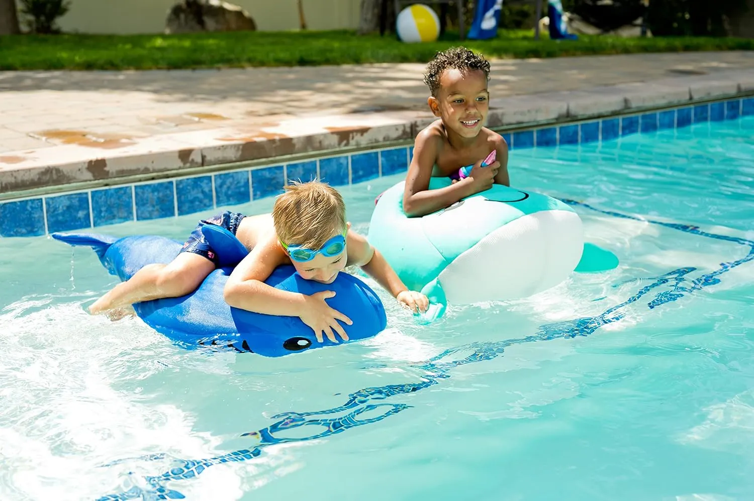 Posh Creations Floating Animal Pool Floats and Noodles with EPS for Kids, Teens and Adults, Comfy Stuffed Pool Float for Lounging, Mesh