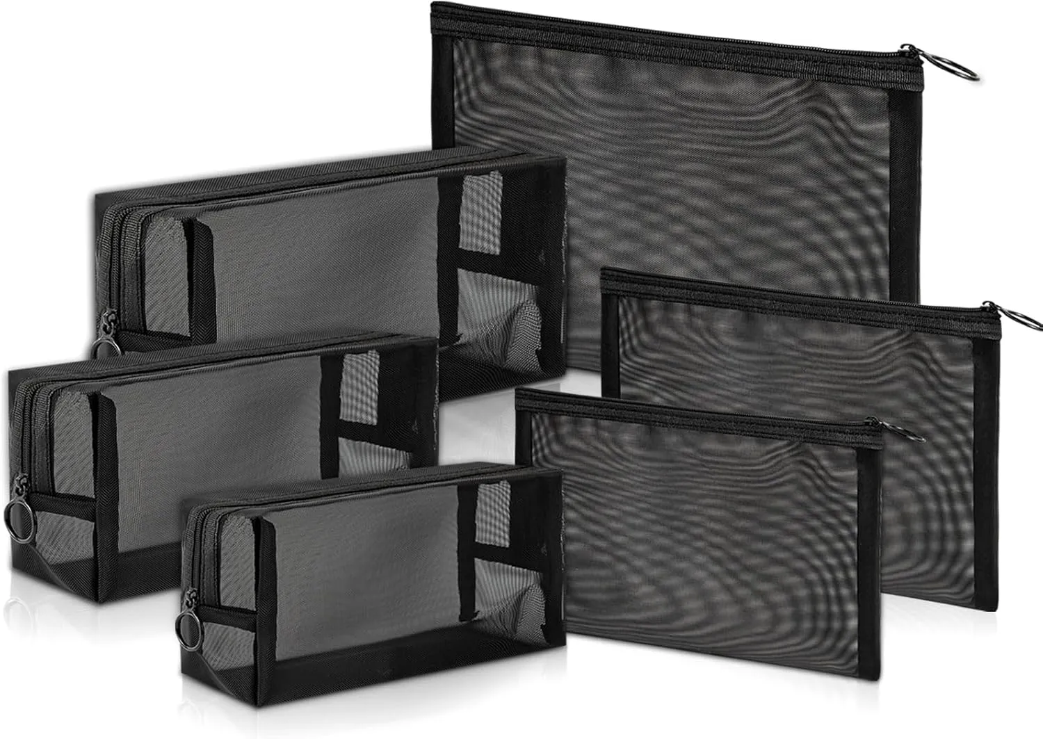 pouch,Mesh Cosmetic Bag Portable Makeup Pouch Travel Toiletry Bag for Makeup Organizer Home Office Travel Accessories,6 Pieces Mesh Makeu