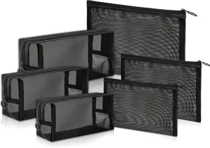 pouch,Mesh Cosmetic Bag Portable Makeup Pouch Travel Toiletry Bag for Makeup Organizer Home Office Travel Accessories,6 Pieces Mesh Makeu