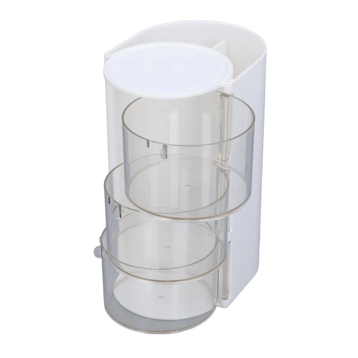 Powder Storage Box, Support for Accumulation of Ball in Rolling Powder with 8 Pieces of Makeup Brushes for Vanity Tables (White)