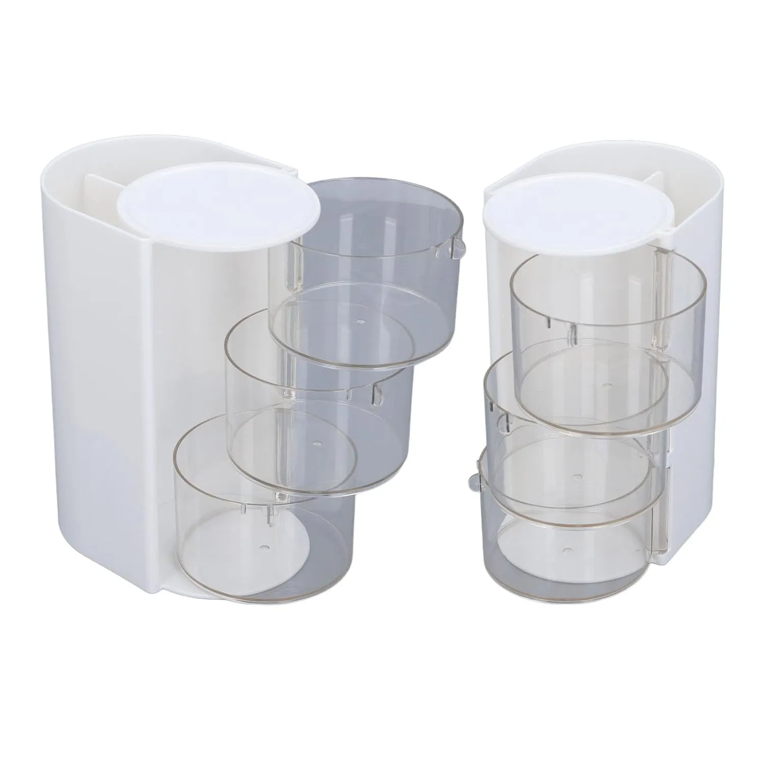 Powder Storage Box, Support for Accumulation of Ball in Rolling Powder with 8 Pieces of Makeup Brushes for Vanity Tables (White)