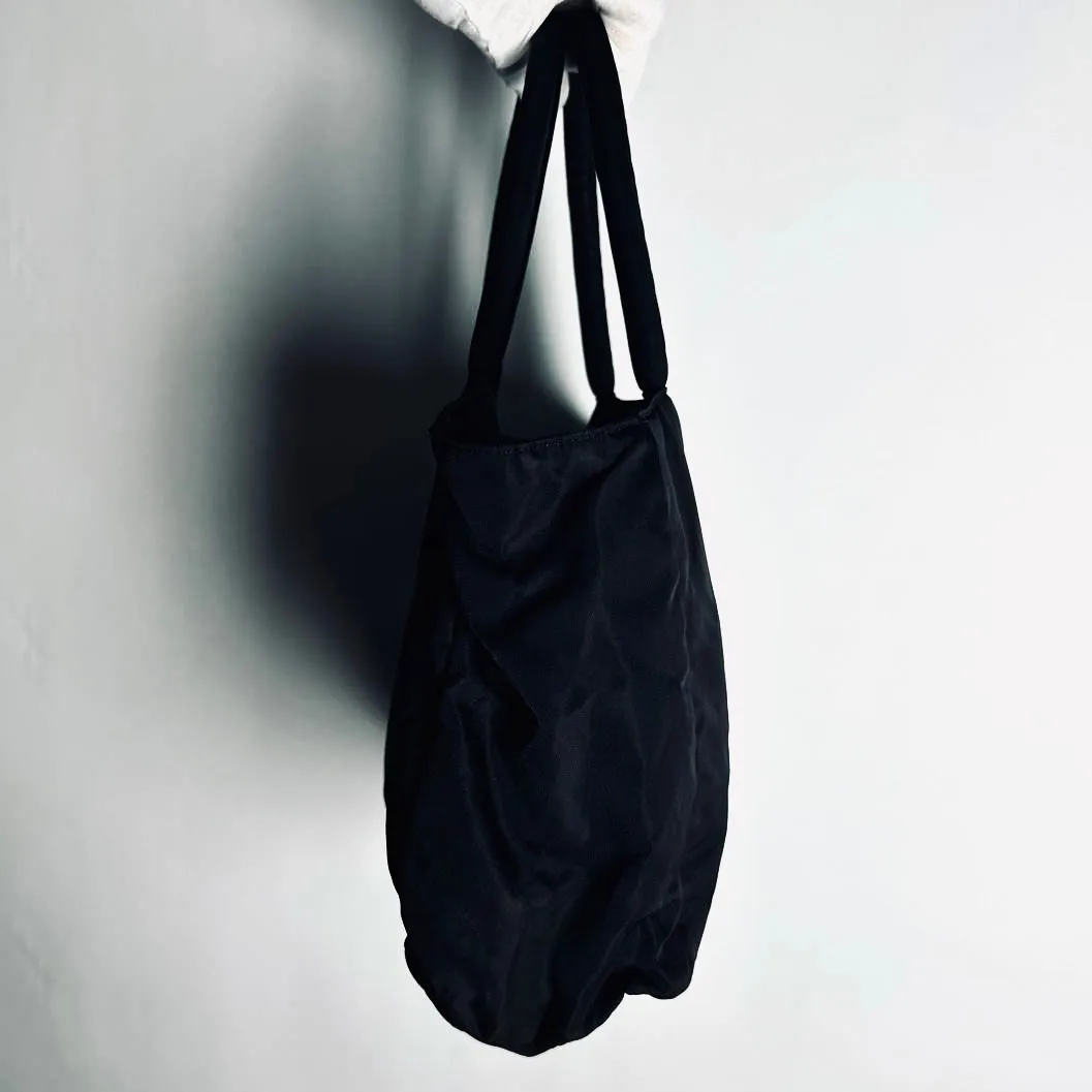 Prada Black Tessuto Classic Monogram Logo Shopper City Nylon Shoulder Tote Bag