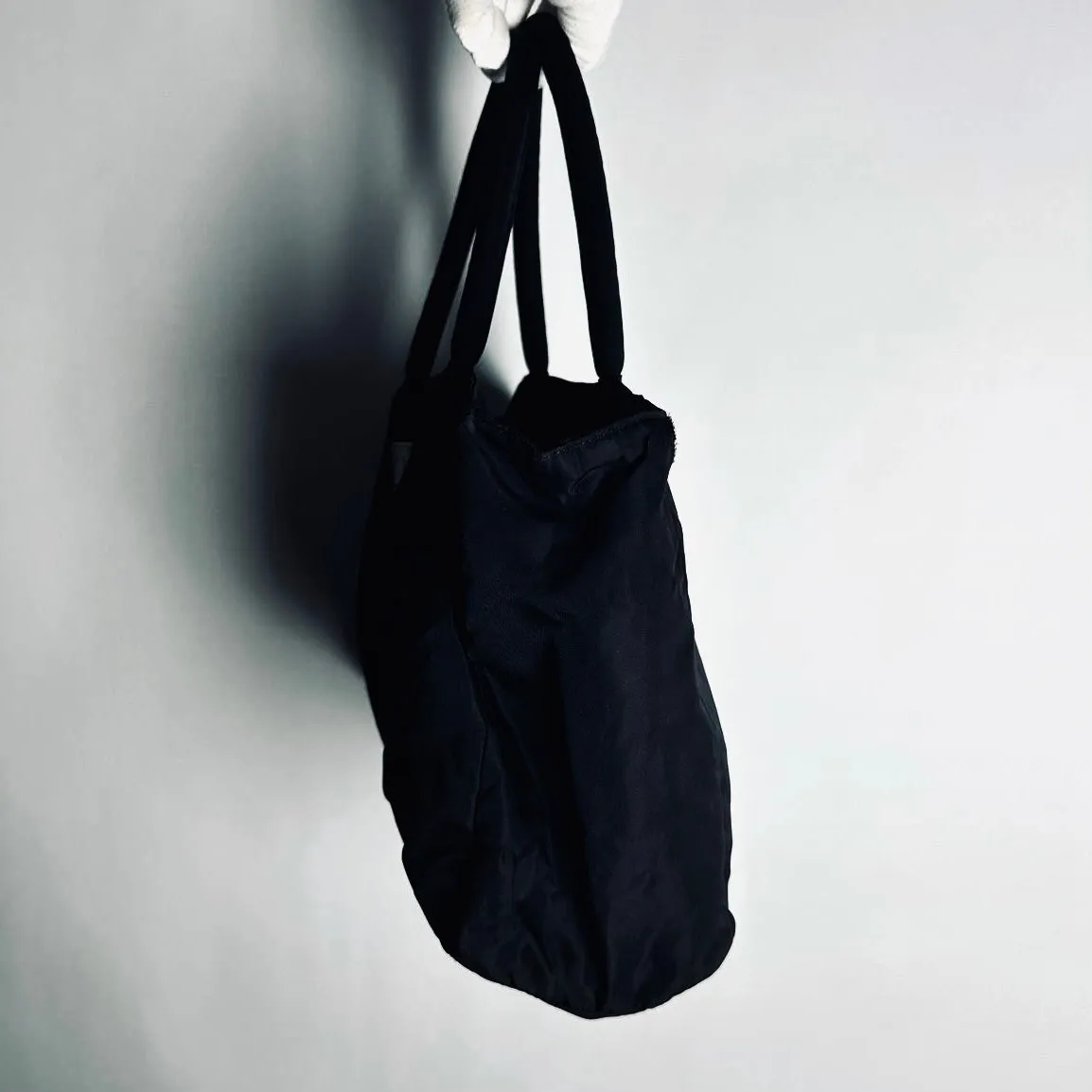 Prada Black Tessuto Classic Monogram Logo Shopper City Nylon Shoulder Tote Bag
