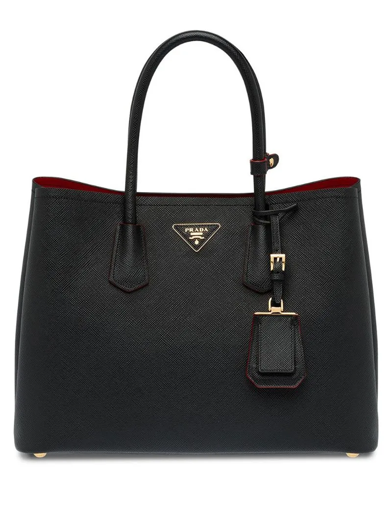 Prada - Double tote bag - women - metal/Steel/Nappa Leather/Leather - One Size - Black