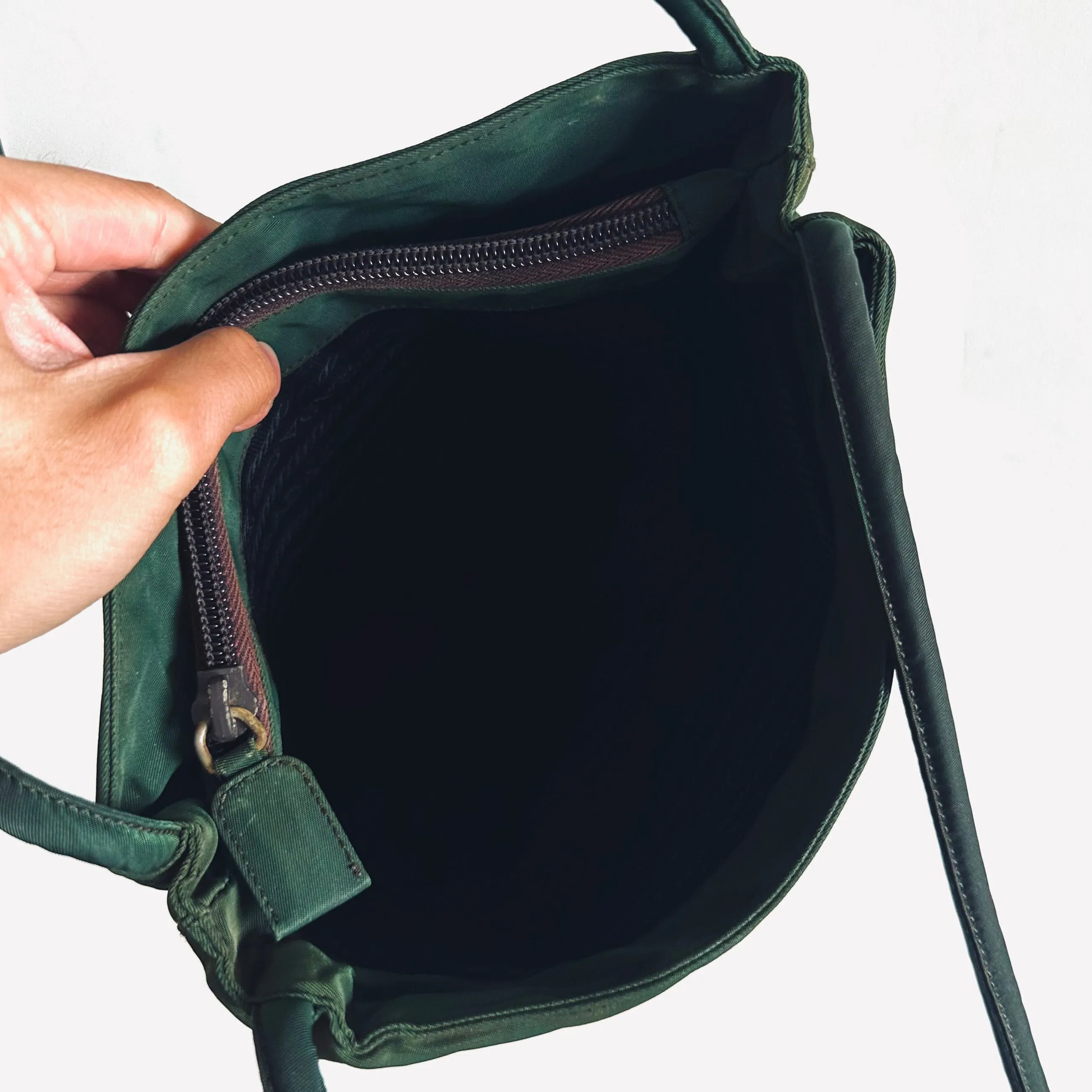 Prada Jade Malachite Tessuto City Classic Logo Structured Shoulder Shopper Tote Bag