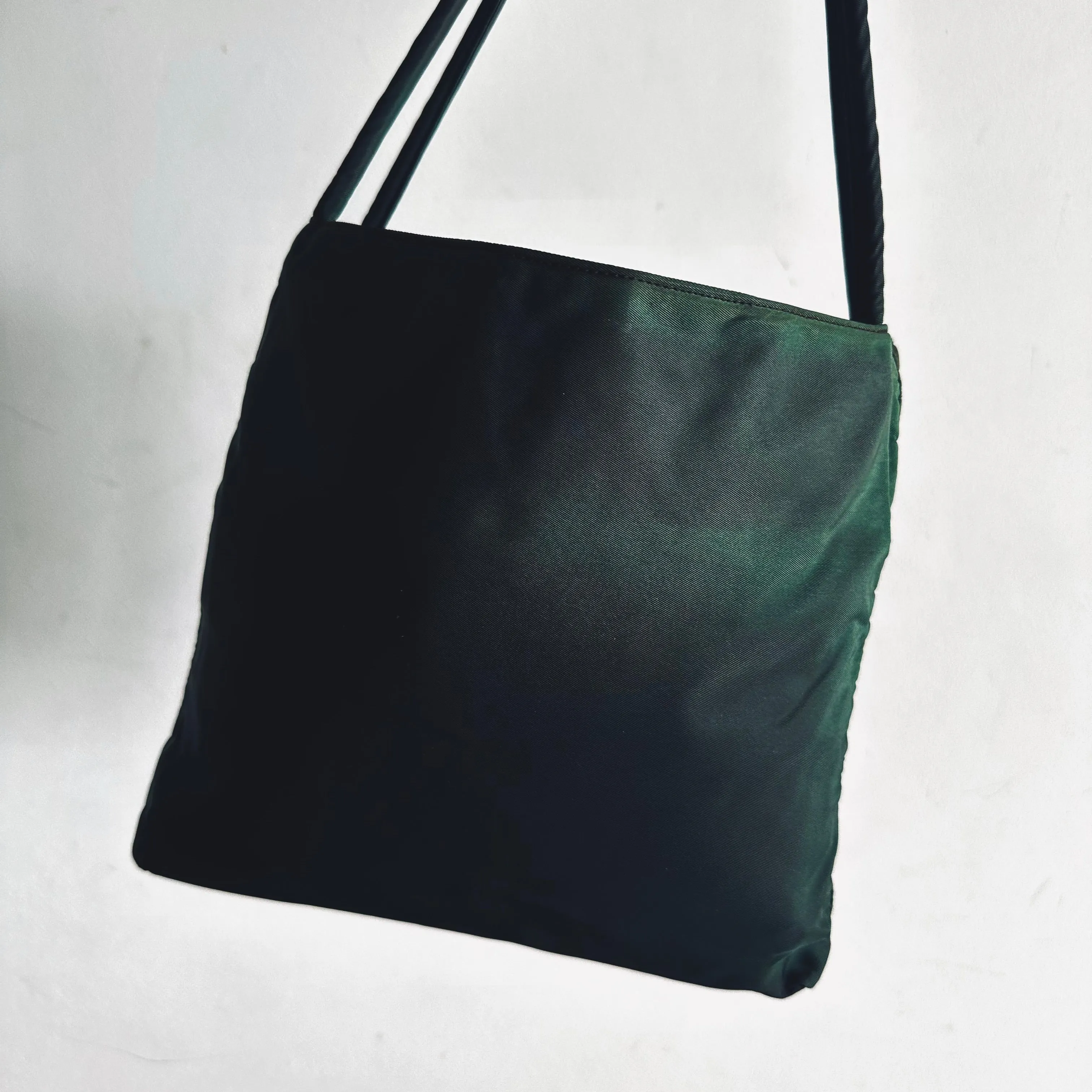 Prada Jade Malachite Tessuto City Classic Logo Structured Shoulder Shopper Tote Bag