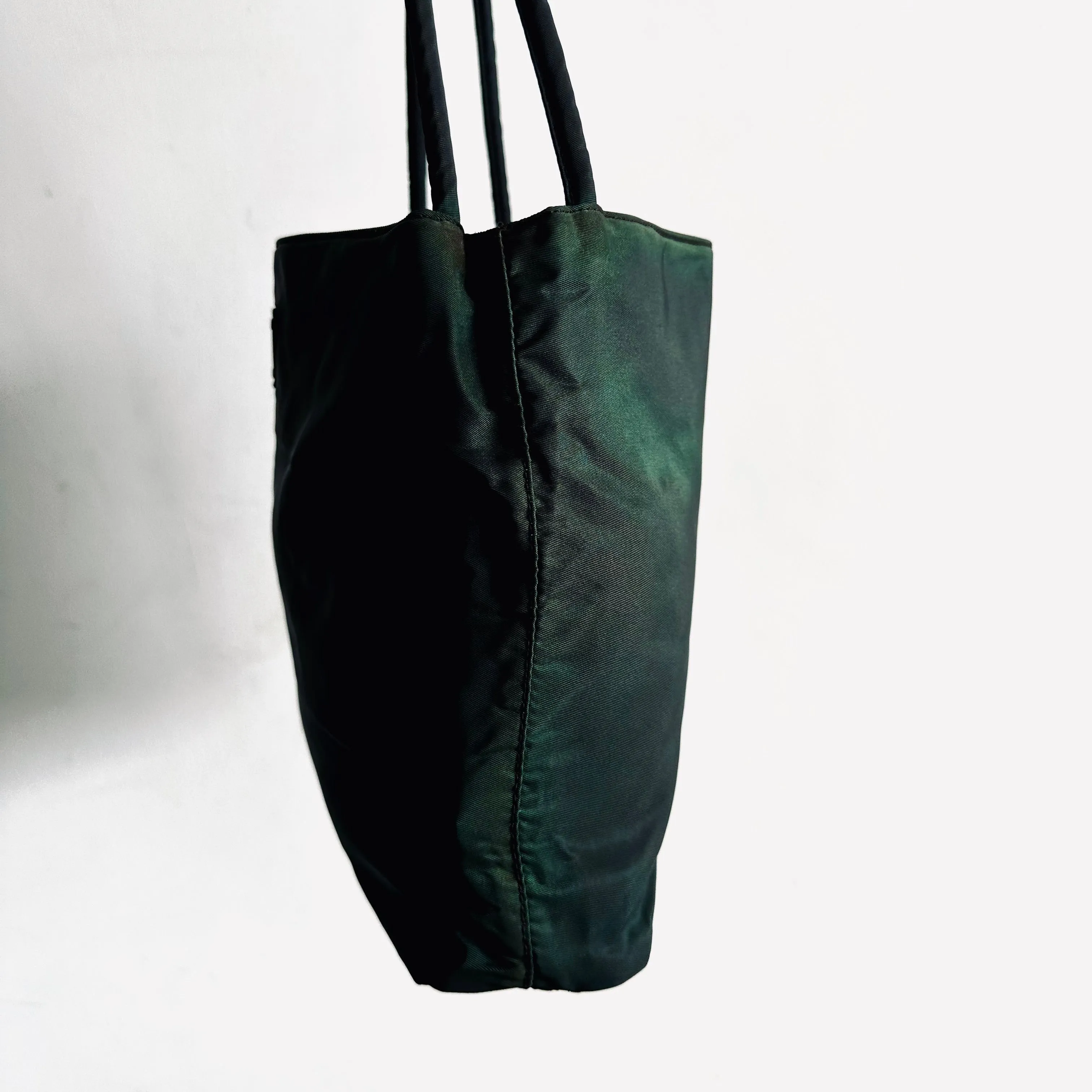 Prada Jade Malachite Tessuto City Classic Logo Structured Shoulder Shopper Tote Bag