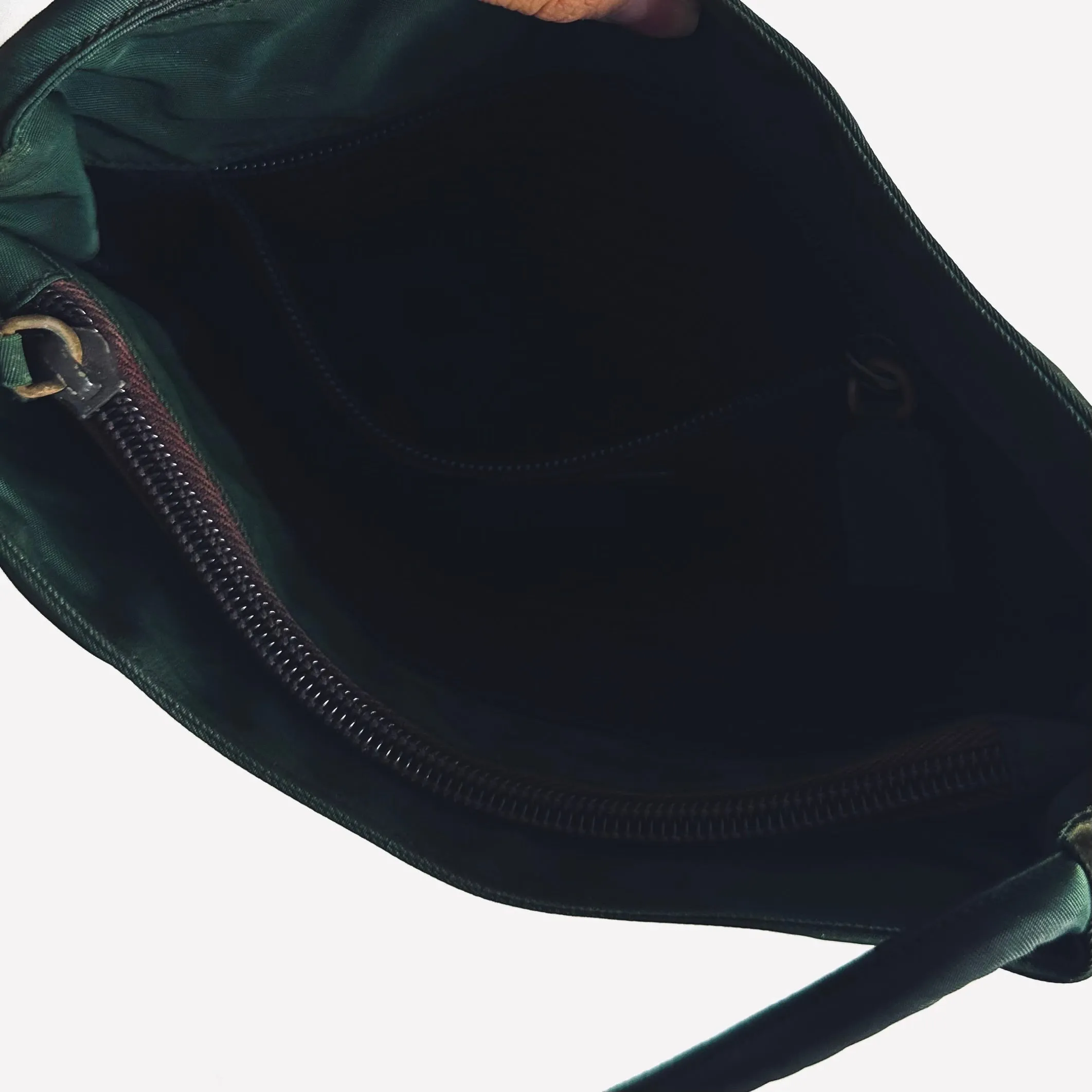 Prada Jade Malachite Tessuto City Classic Logo Structured Shoulder Shopper Tote Bag