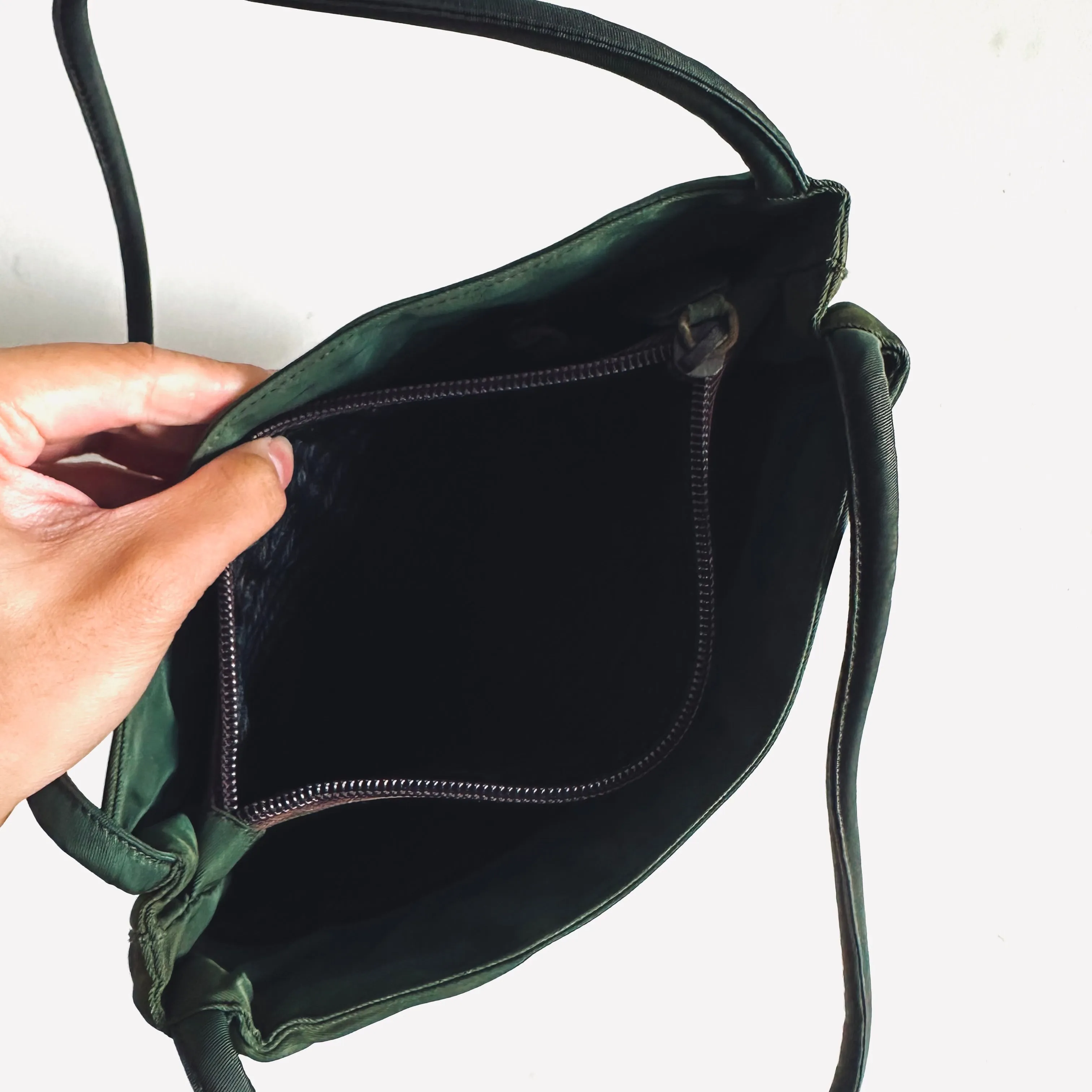 Prada Jade Malachite Tessuto City Classic Logo Structured Shoulder Shopper Tote Bag