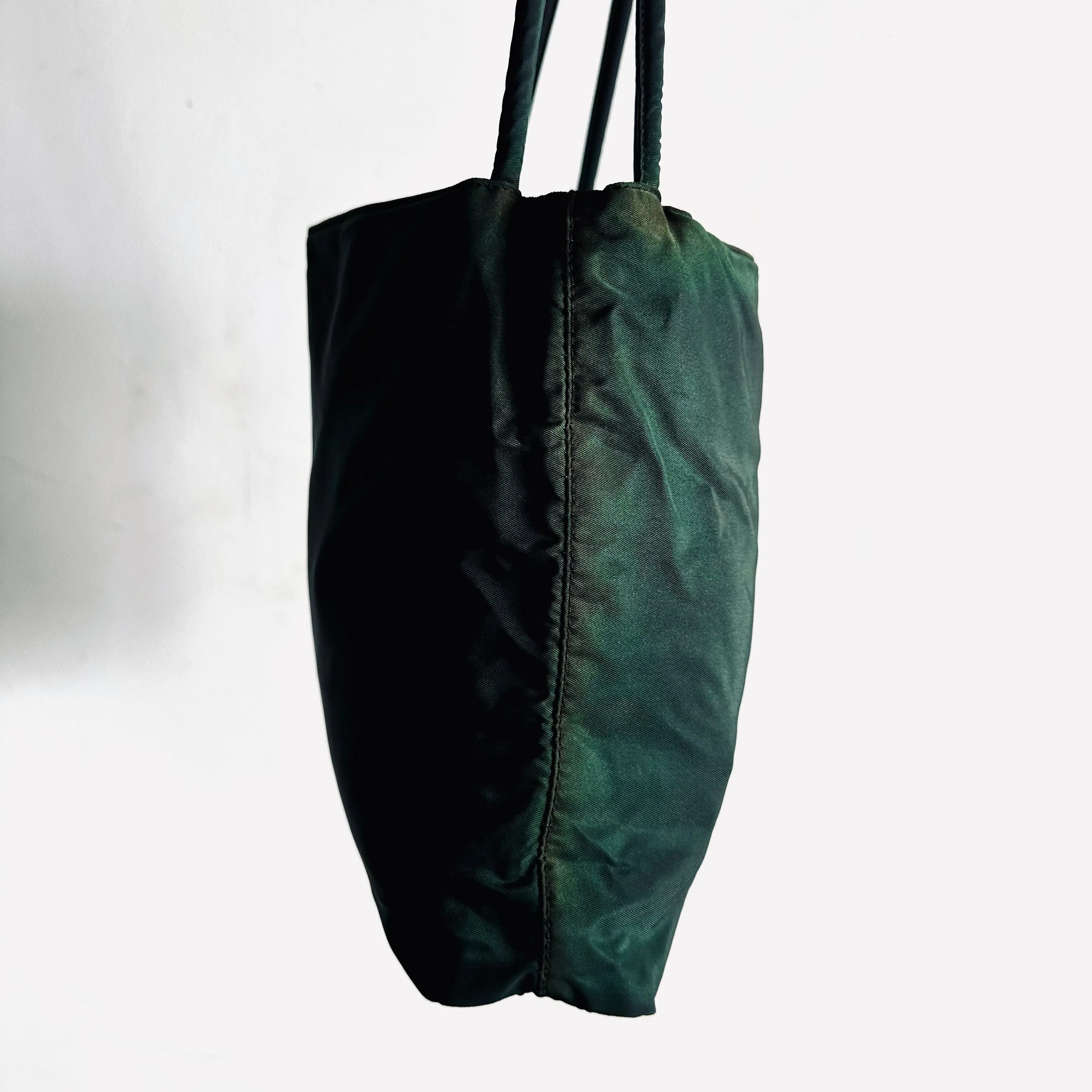 Prada Jade Malachite Tessuto City Classic Logo Structured Shoulder Shopper Tote Bag
