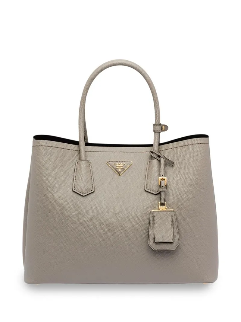 Prada - medium double tote - women - Nappa Leather/Leather - One Size - Grey