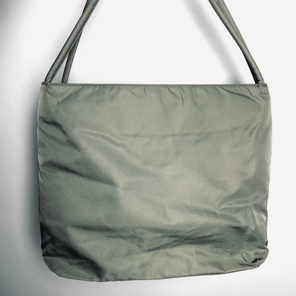Prada Sage Green Tessuto City Classic Logo Structured Shoulder Tote Bag