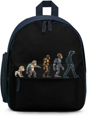 Prehistoric Ape Robot to Man Evolution Backpack Cute Mini Laptop Bag Travel Daypacks Adjustable Shoulder Strap Blue-style