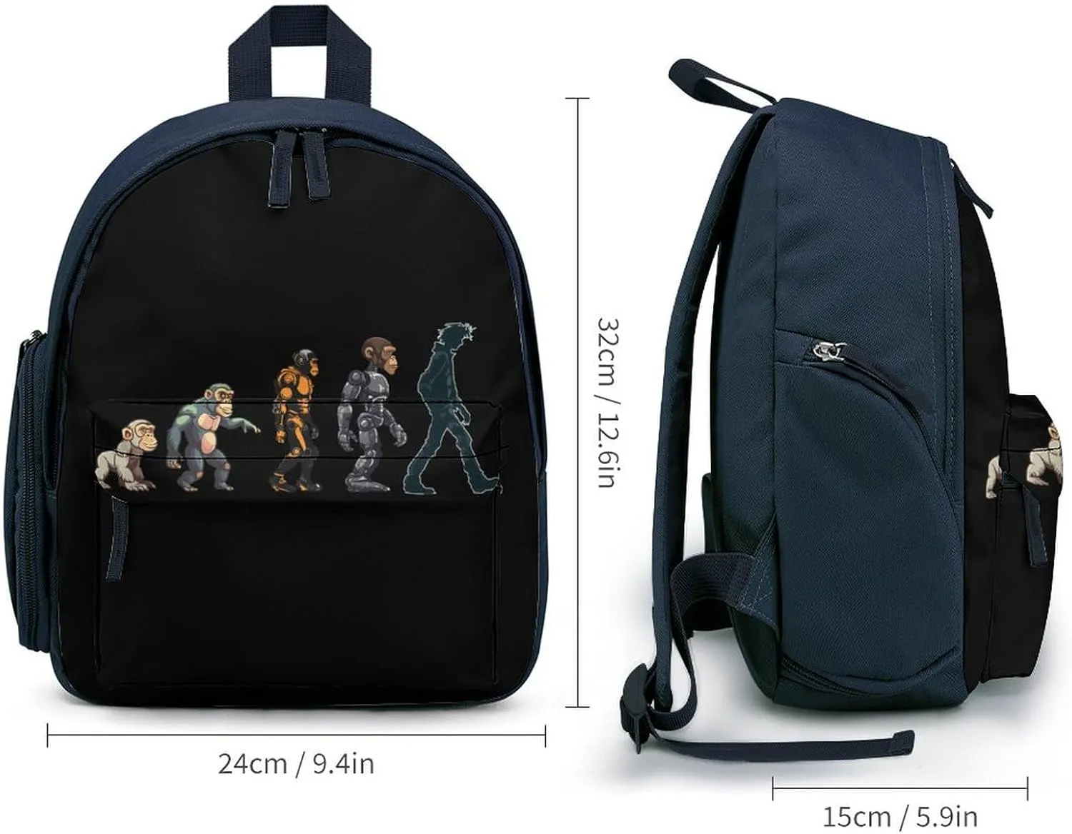 Prehistoric Ape Robot to Man Evolution Backpack Cute Mini Laptop Bag Travel Daypacks Adjustable Shoulder Strap Blue-style
