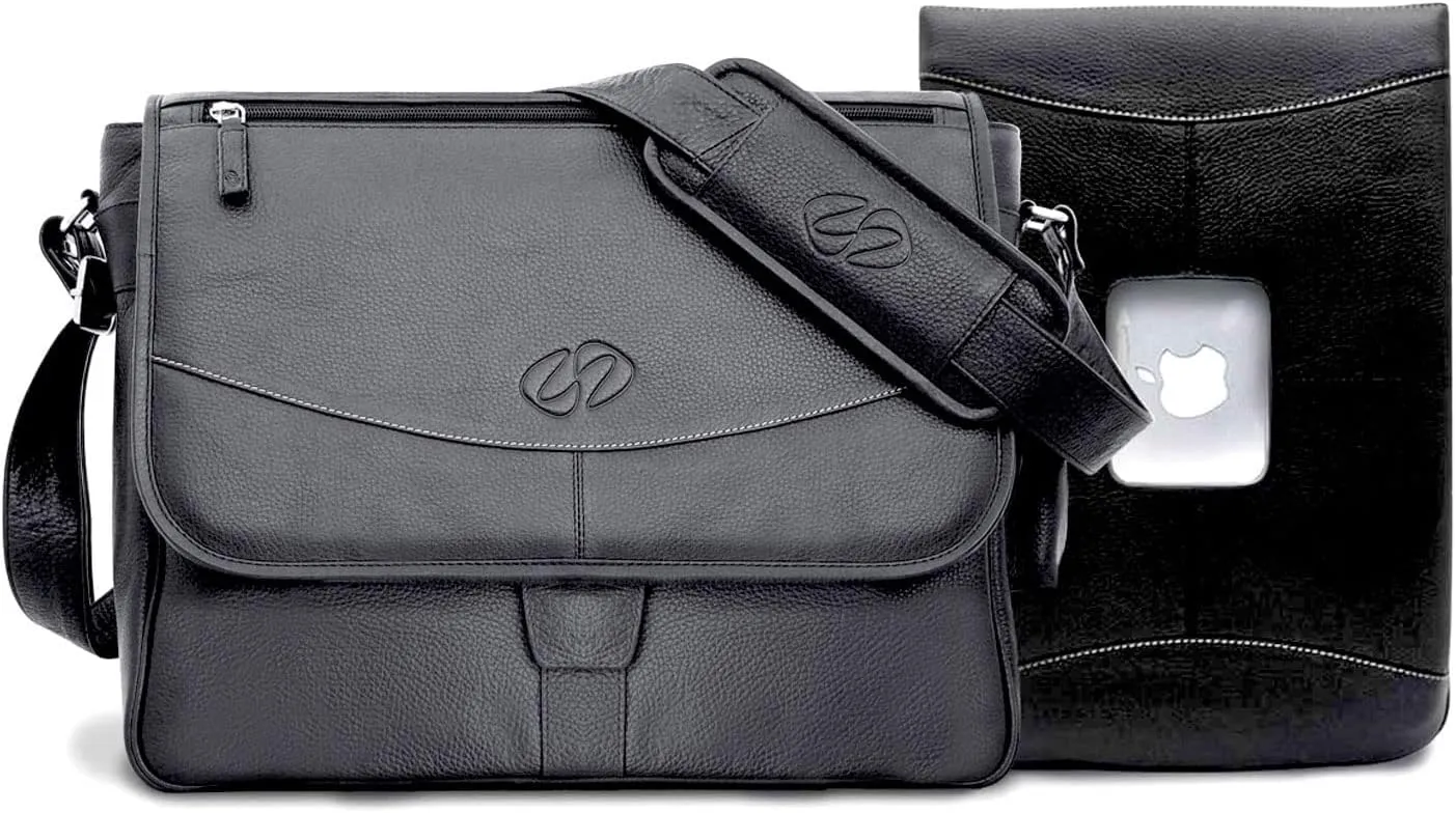 Premium Leather 16 MacBook Pro Messenger Bag w/Sleeve