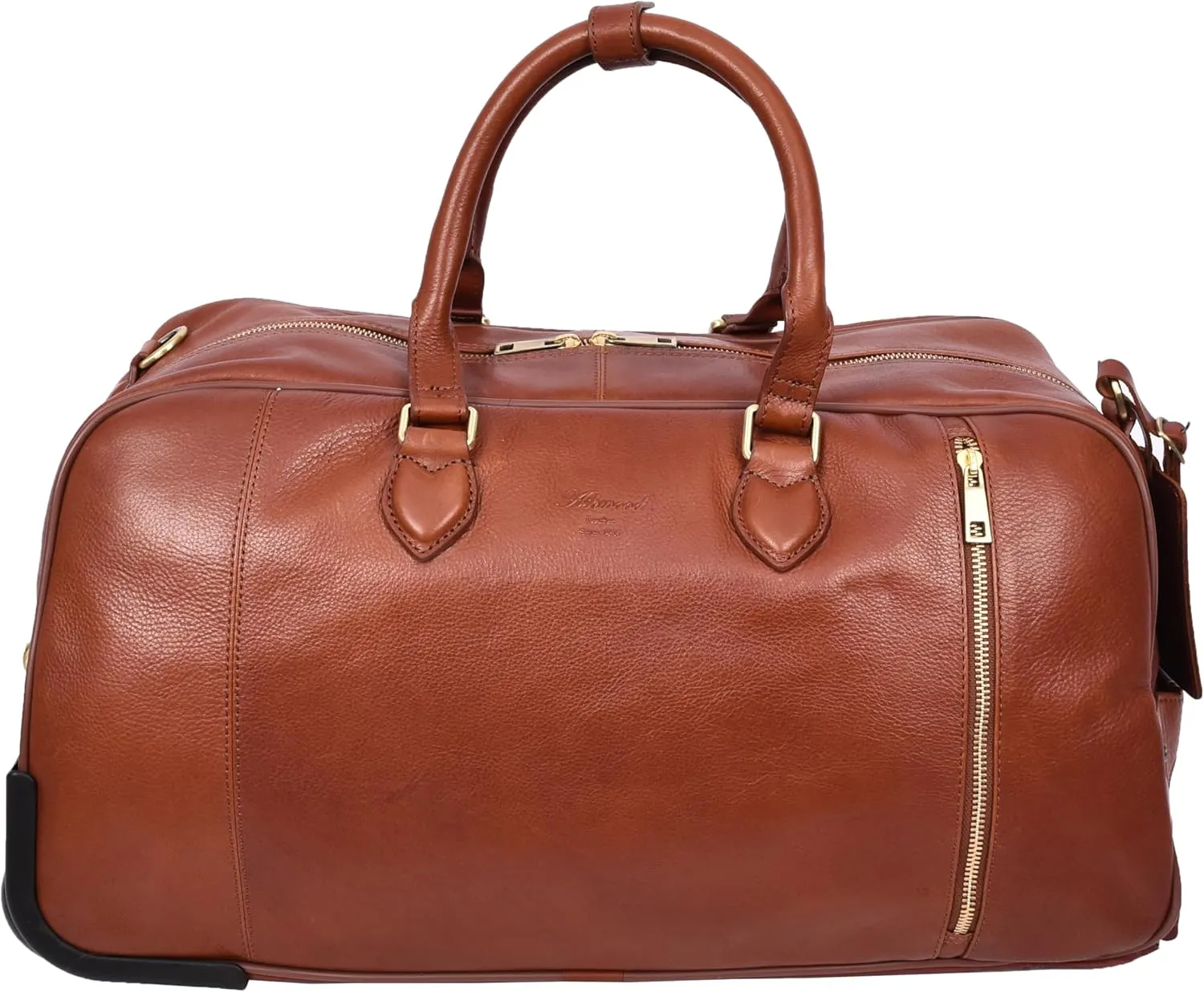 Premium Leather Wheeled Holdall Cabin Size Weekend Travel Duffle Bag AL50, Tan, L, Holdall
