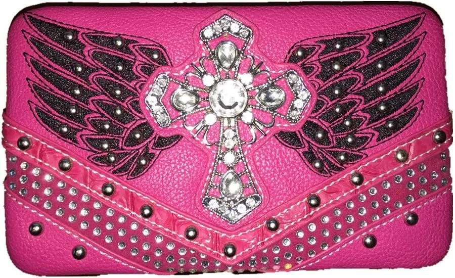 Premium Western Women's Angel Wings Cross Handbag Messenger Bag Wallet and Set