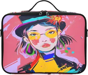 Professional Makeup Bag Organizer 14.6" Travel Cosmetic Case with 10 Adjustable Dividers
