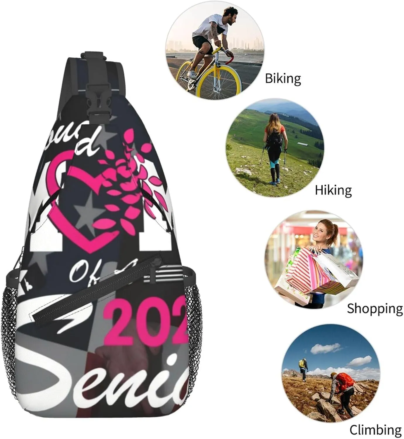 Proud Mom Of A 2025 Senior Class Of 2025 Graduation Crossbody Backpack Dachshunds Dog Chest Bag Lightweight One Strap Backpack Multipurpose Travel Hiking For Men Women