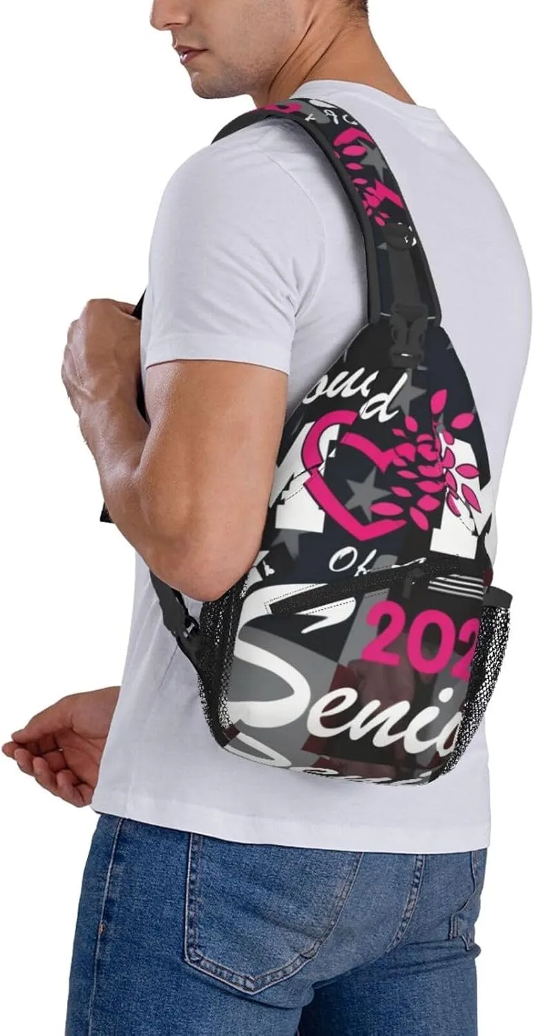 Proud Mom Of A 2025 Senior Class Of 2025 Graduation Crossbody Backpack Dachshunds Dog Chest Bag Lightweight One Strap Backpack Multipurpose Travel Hiking For Men Women
