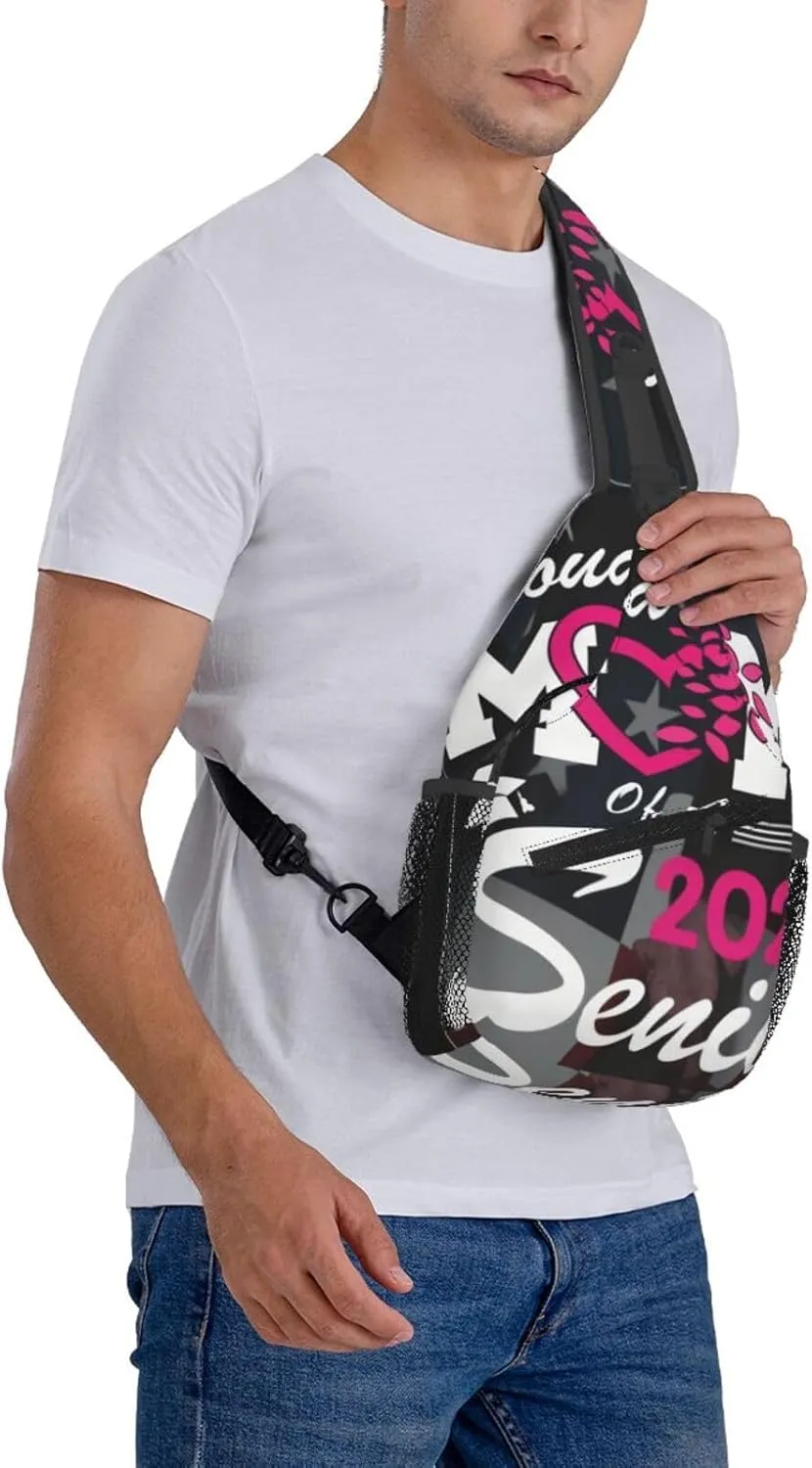 Proud Mom Of A 2025 Senior Class Of 2025 Graduation Crossbody Backpack Dachshunds Dog Chest Bag Lightweight One Strap Backpack Multipurpose Travel Hiking For Men Women