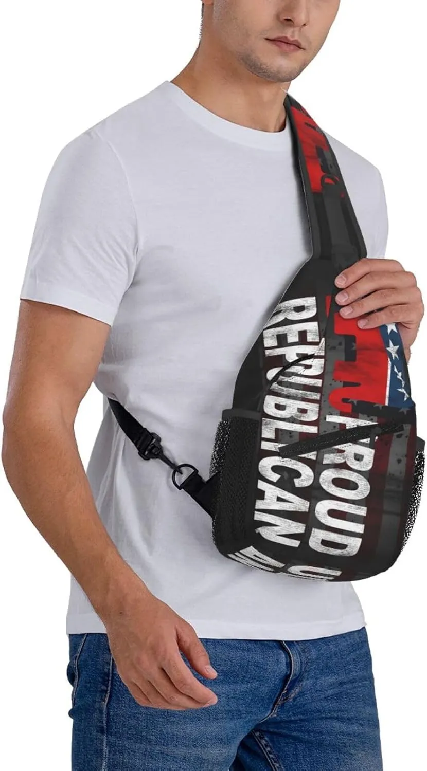 Proud To Be A Republican Crossbody Backpack Dachshunds Dog Chest Bag Lightweight One Strap Backpack Multipurpose Travel Hiking For Men Women