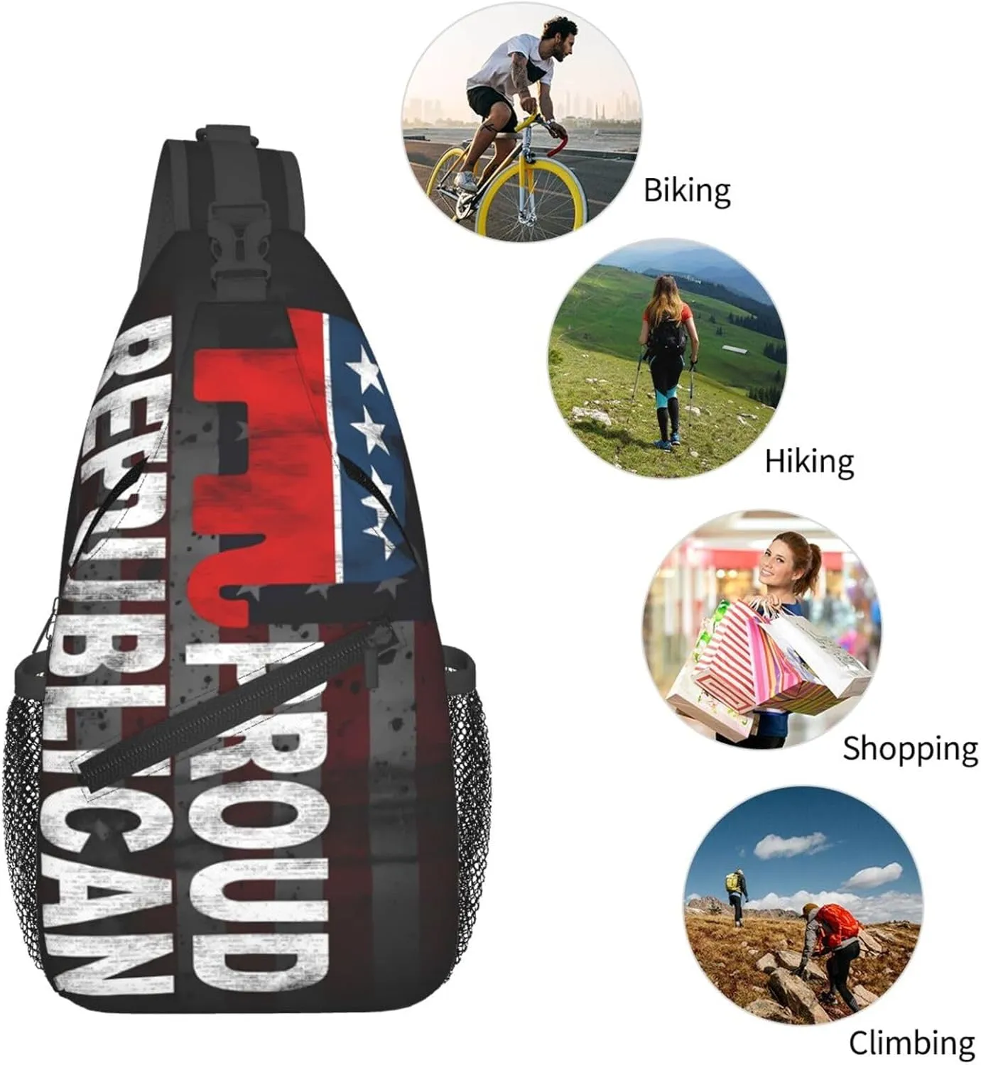 Proud To Be A Republican Crossbody Backpack Dachshunds Dog Chest Bag Lightweight One Strap Backpack Multipurpose Travel Hiking For Men Women