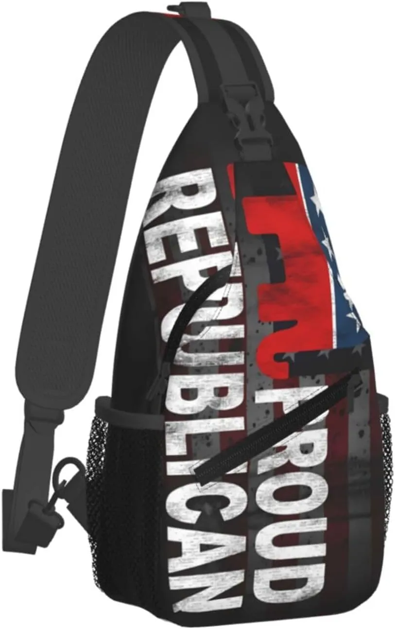 Proud To Be A Republican Crossbody Backpack Dachshunds Dog Chest Bag Lightweight One Strap Backpack Multipurpose Travel Hiking For Men Women