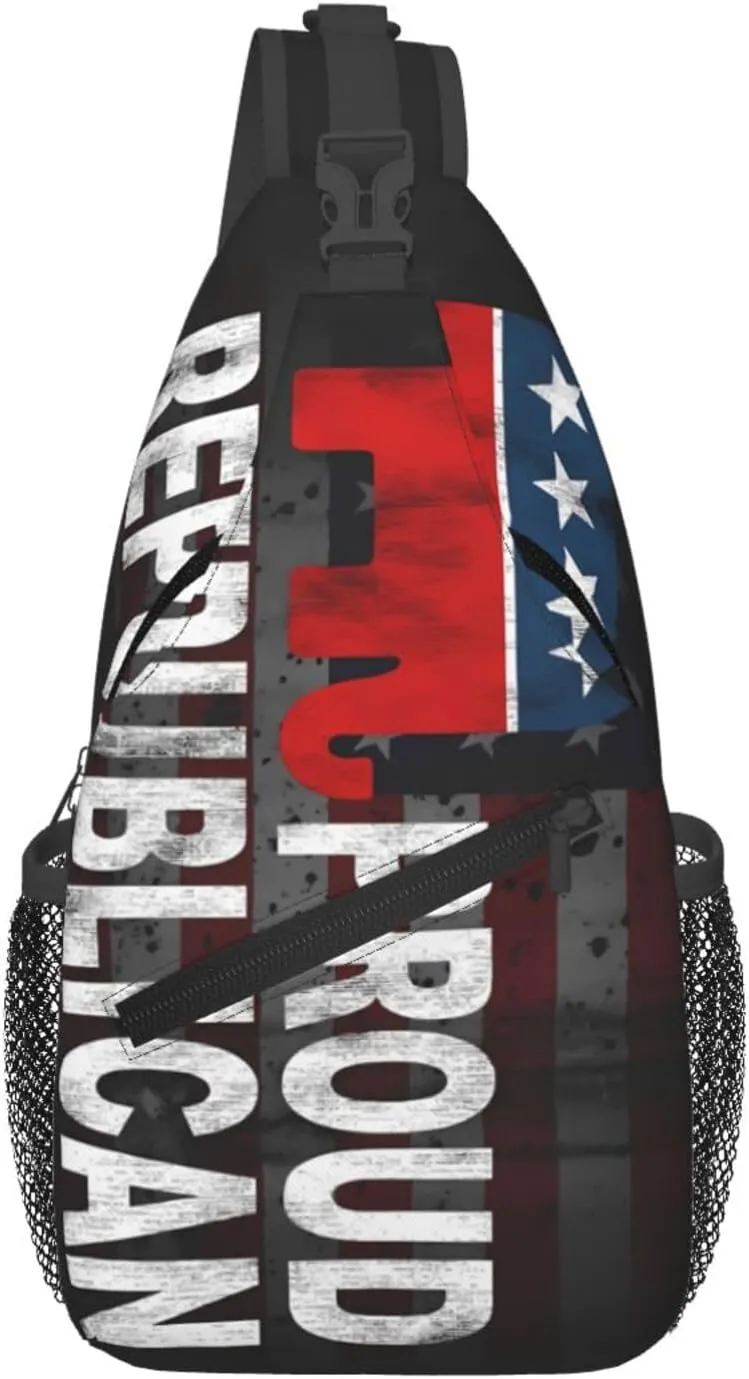Proud To Be A Republican Crossbody Backpack Dachshunds Dog Chest Bag Lightweight One Strap Backpack Multipurpose Travel Hiking For Men Women