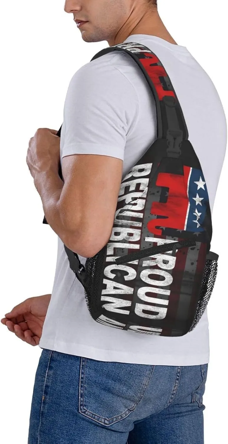 Proud To Be A Republican Crossbody Backpack Dachshunds Dog Chest Bag Lightweight One Strap Backpack Multipurpose Travel Hiking For Men Women