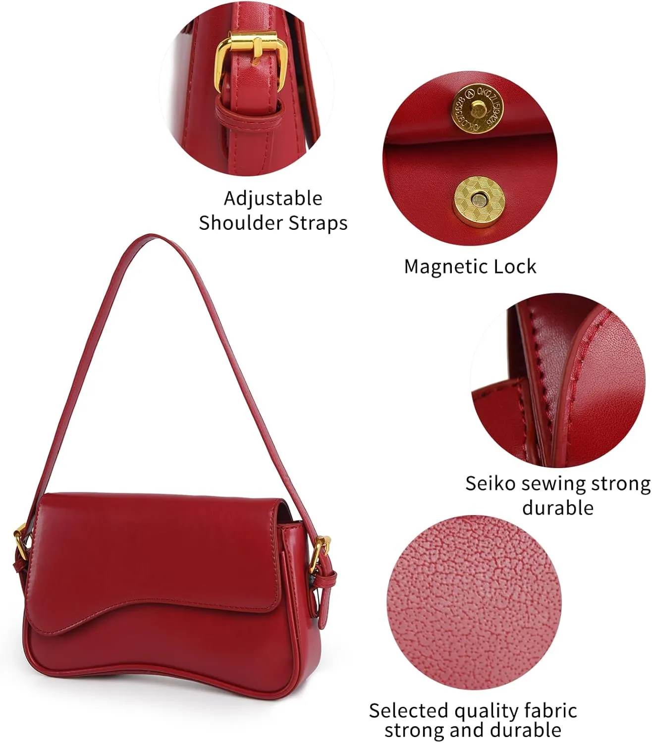 PU Leather Tote Bag for Women with 2 Removable Straps and Zipper Closure