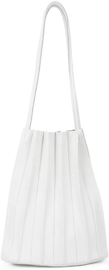 PU Leather Tote Bags for Ladies Shoulder Bag with Removable Pouch (WHITE)