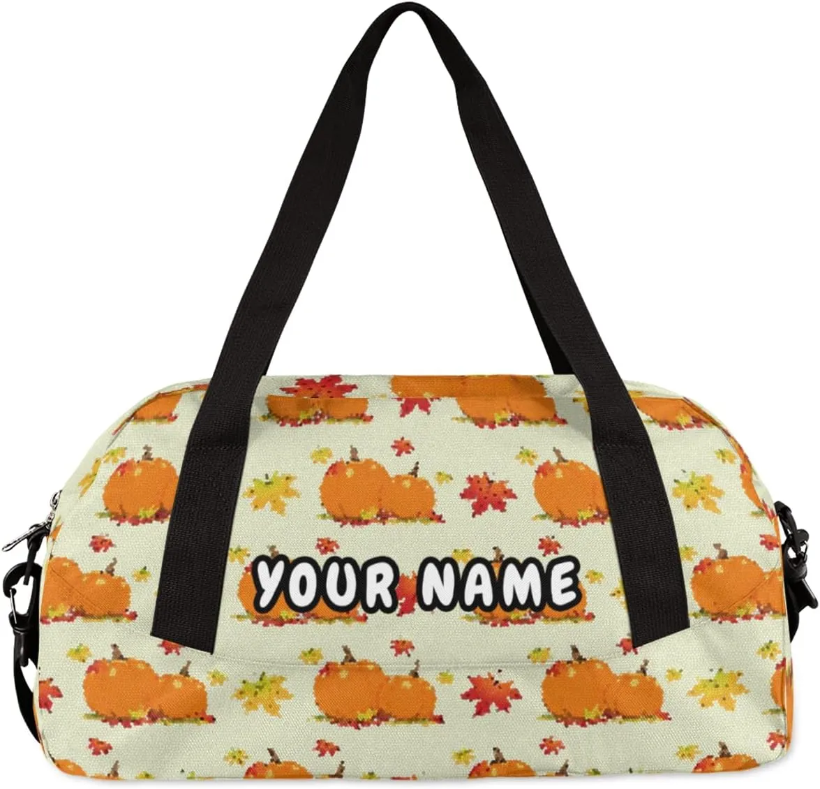 Pumpkins Personalized Kids Duffel Bag for Girls Boys, Pumpkins Debris Custom Name Dance Bag Overnight Small Duffel Bag Carry On Weekend Sports Travel Bag for School Practice Gymnastics Ballet