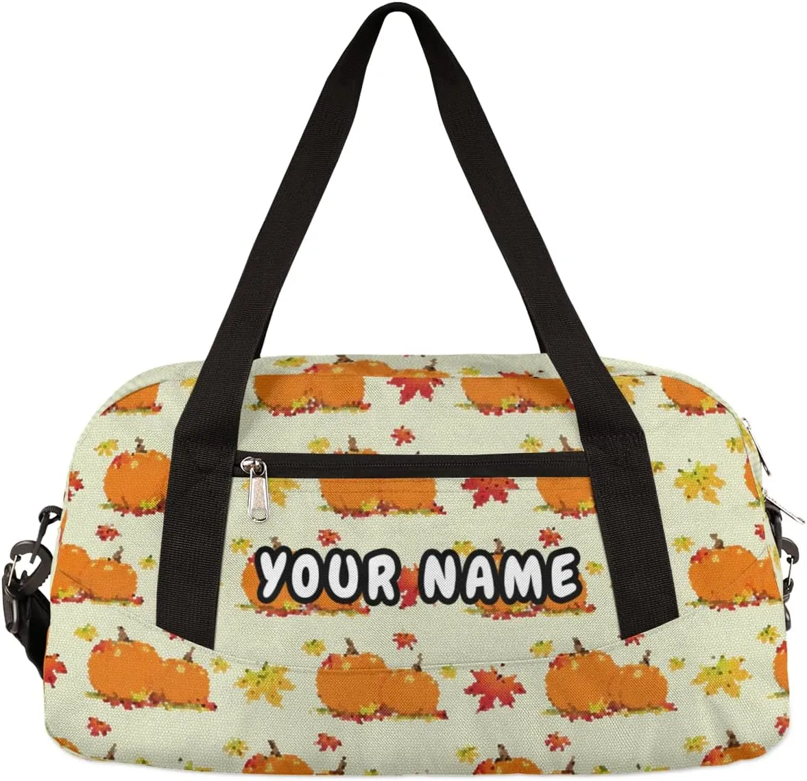 Pumpkins Personalized Kids Duffel Bag for Girls Boys, Pumpkins Debris Custom Name Dance Bag Overnight Small Duffel Bag Carry On Weekend Sports Travel Bag for School Practice Gymnastics Ballet