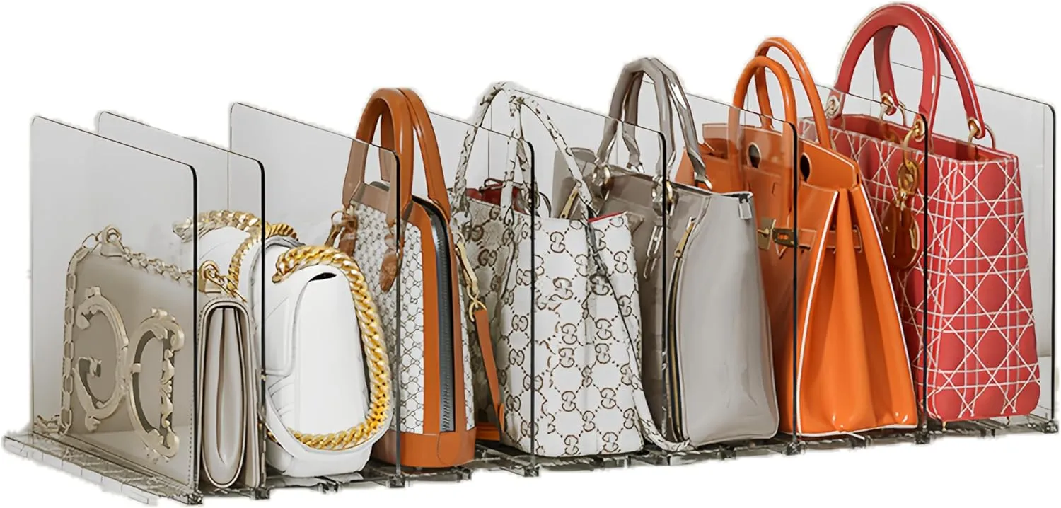 Purse Organizer, Adjustable Shelf Divider for Closet, Separator Organizers for House, Office Use，Closet Organizer (6 Sections)
