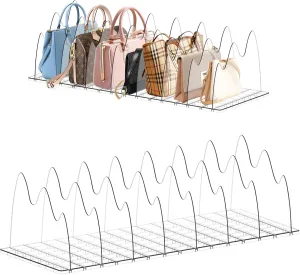 Purse Organizer for Closet, 8pcs Adjustable Clear Handbag Storage Organizer, Shelf Dividers for Closet Organization, Small Bookshelf Separator Bag Dividers for Bedroom, House, Office, Cabinet