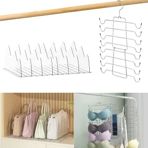 Purse Organizer for Closet & Tank Top Hangers, Purse Storage Organizer Handbag Storage Divider Clear Adjustable Acrylic Separators Storage Organizer