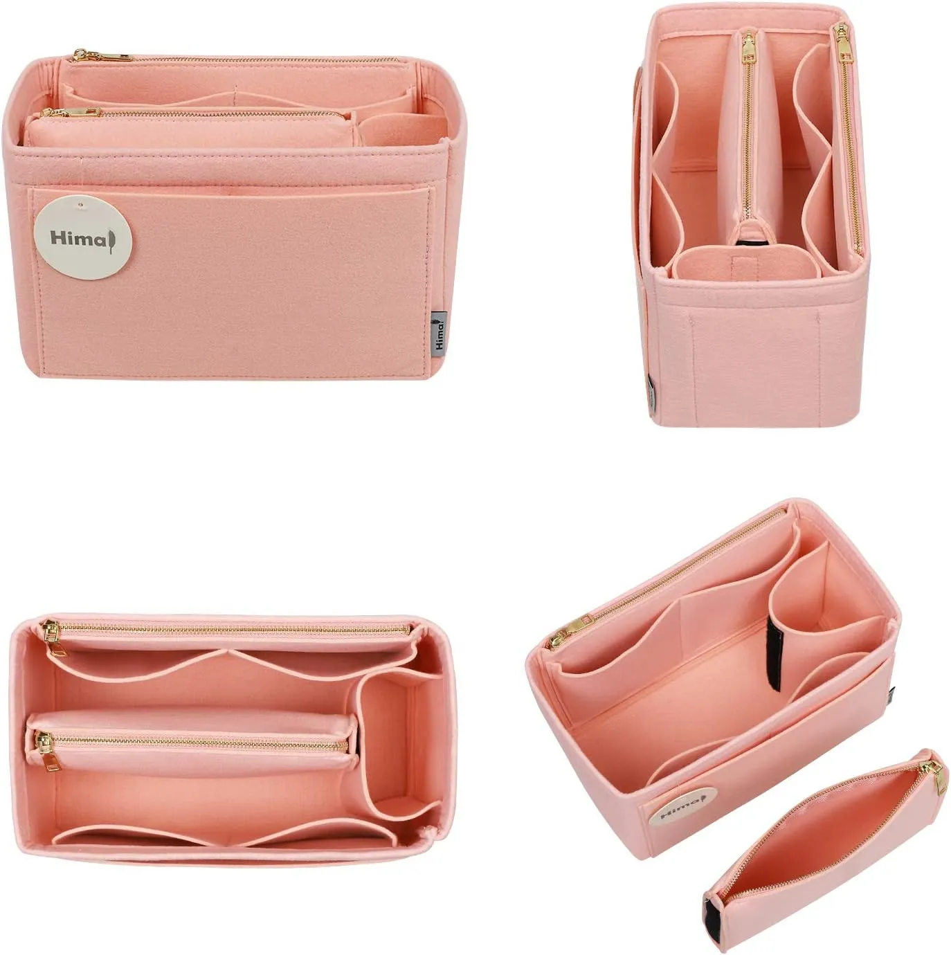 Purse Organizer Insert, Handbag Organizer, Bag in Bag Organizer, Perfect for Speedy Neverfull and More, 5 Sizes (Slender Medium, Brush Pink)