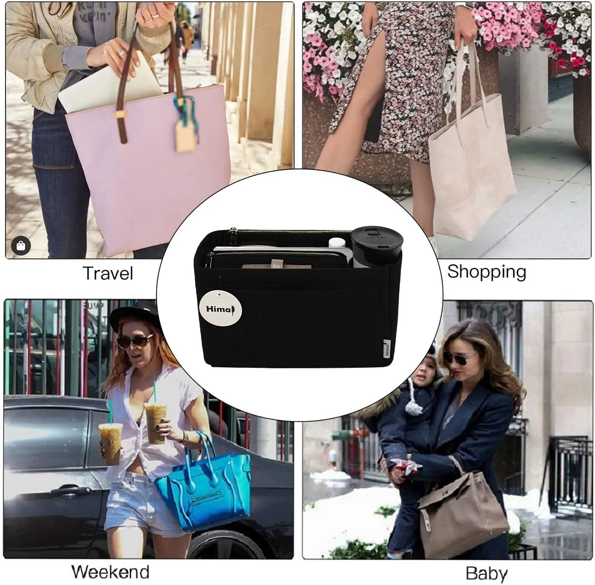 Purse Organizer Insert, Handbag Organizer, Bag in Bag Organizer, Perfect for Speedy Neverfull and More, 5 Sizes(Medium， Black)