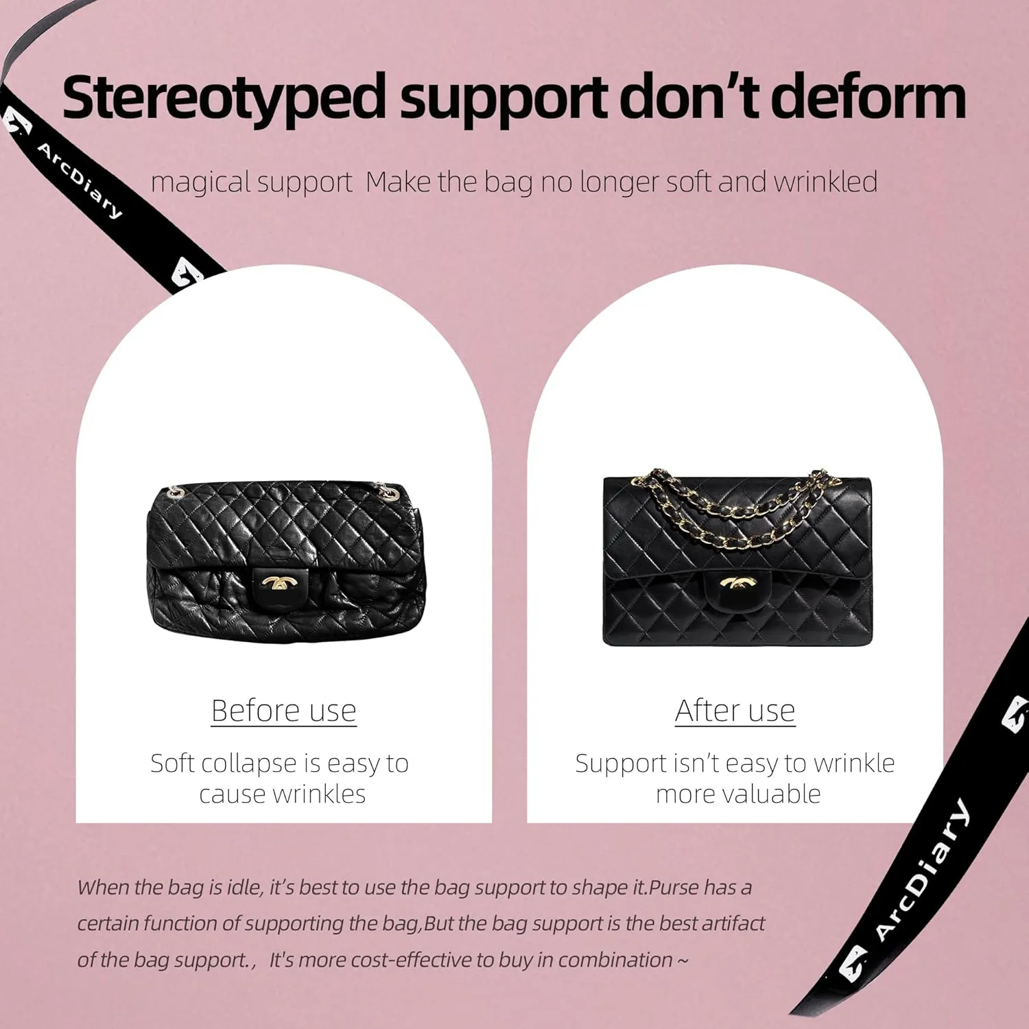 Purse Pillow Insert for Chanel Classic Flap Bags, Memory Foam Bag Pillow, Luxury Handbag Tote Shaper, Keep Bag in Shape (Mini 20,Black)